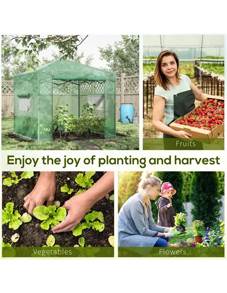 Outsunny Pop-up Small Greenhouse, Outdoor Walk-in Tomato Greenhouse with Carrying Bag, PE Cover, Steel Frame, Green, 2.4L x 1.8W