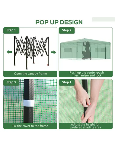 Outsunny Pop-up Small Greenhouse, Outdoor Walk-in Tomato Greenhouse with Carrying Bag, PE Cover, Steel Frame, Green, 2.4L x 1.8W
