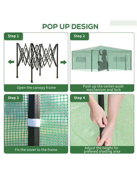 Outsunny Pop-up Small Greenhouse, Outdoor Walk-in Tomato Greenhouse with Carrying Bag, PE Cover, Steel Frame, Green, 2.4L x 1.8W