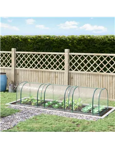 Outsunny Mini Greenhouse, Small Polytunnel Green House with Zipped Doors, Steel Frame for Garden Patio, 300 x 100 x 80cm, Clear 2