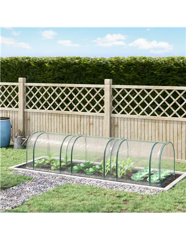 Outsunny Mini Greenhouse, Small Polytunnel Green House with Zipped Doors, Steel Frame for Garden Patio, 300 x 100 x 80cm, Clear