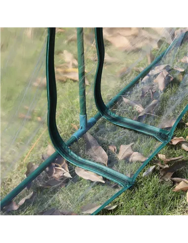 Outsunny Mini Greenhouse, Small Polytunnel Green House with Zipped Doors, Steel Frame for Garden Patio, 300 x 100 x 80cm, Clear