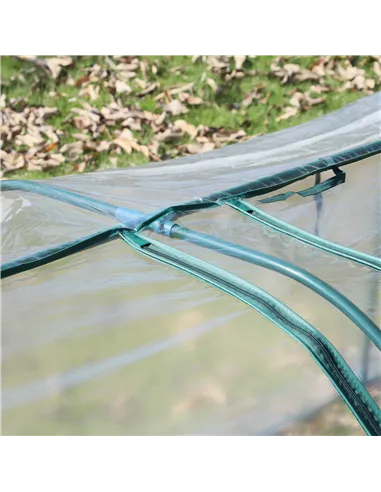 Outsunny Mini Greenhouse, Small Polytunnel Green House with Zipped Doors, Steel Frame for Garden Patio, 300 x 100 x 80cm, Clear