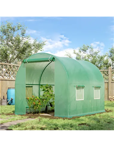 Outsunny 245 x 200cm Polytunnel Greenhouse - Green