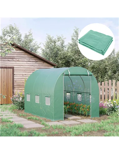 Outsunny 3 x 2 x 2m Greenhouse Replacement Cover ONLY Winter Garden Plant PE Cover for Tunnel Walk-in Greenhouse with Roll-up Wi