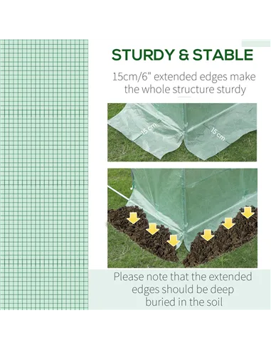 Outsunny 3 x 2 x 2m Greenhouse Replacement Cover ONLY Winter Garden Plant PE Cover for Tunnel Walk-in Greenhouse with Roll-up Wi