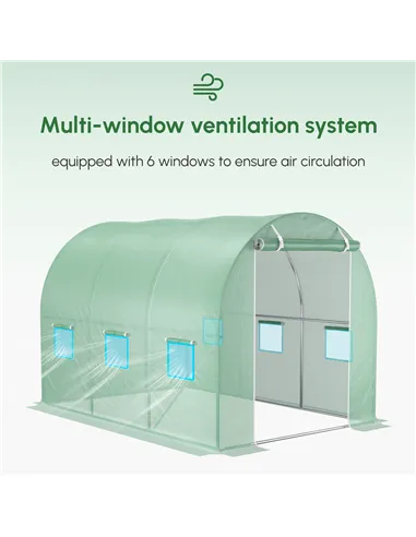 Outsunny 3 x 2 x 2m Greenhouse Replacement Cover ONLY Winter Garden Plant PE Cover for Tunnel Walk-in Greenhouse with Roll-up Wi