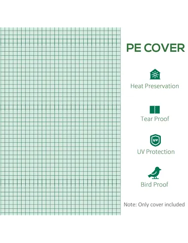 Outsunny 3 x 2 x 2m Greenhouse Replacement Cover ONLY Winter Garden Plant PE Cover for Tunnel Walk-in Greenhouse with Roll-up Wi