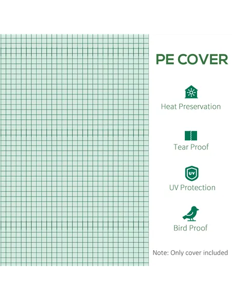 Outsunny 3 x 2 x 2m Greenhouse Replacement Cover ONLY Winter Garden Plant PE Cover for Tunnel Walk-in Greenhouse with Roll-up Wi