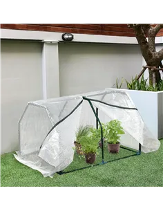 Outsunny Mini  Greenhouse Grow House PVC Cover Steel Frame White 99L x 71W x 60H cm 2