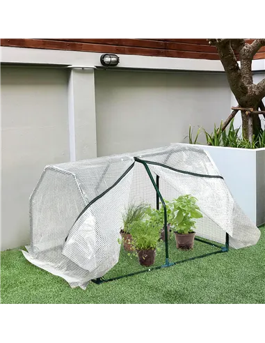 Outsunny Mini  Greenhouse Grow House PVC Cover Steel Frame White 99L x 71W x 60H cm
