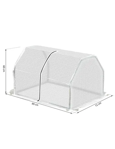 Outsunny Mini  Greenhouse Grow House PVC Cover Steel Frame White 99L x 71W x 60H cm
