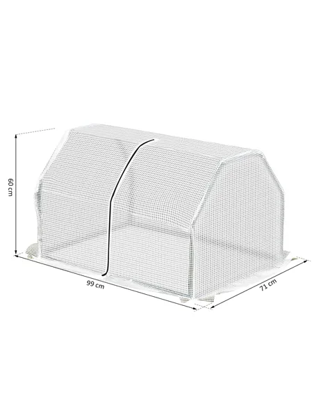 Outsunny Mini  Greenhouse Grow House PVC Cover Steel Frame White 99L x 71W x 60H cm
