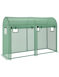 Outsunny Walk-in Greenhouse, Tomato Greenhouse with Double Doors & 4 Windows, Garden Plant Growth Green House with PE Cover, Ste