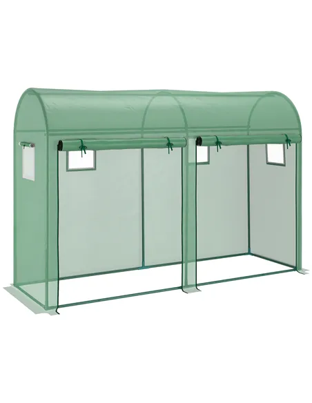 Outsunny Walk-in Greenhouse, Tomato Greenhouse with Double Doors & 4 Windows, Garden Plant Growth Green House with PE Cover, Ste