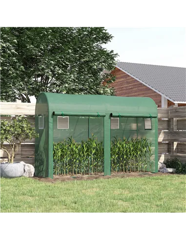 Outsunny Walk-in Greenhouse, Tomato Greenhouse with Double Doors & 4 Windows, Garden Plant Growth Green House with PE Cover, Ste