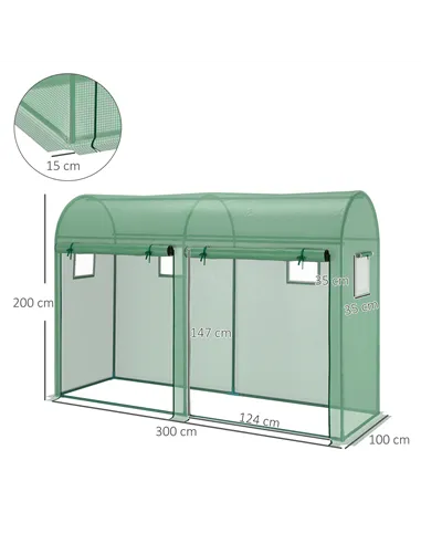 Outsunny Walk-in Greenhouse, Tomato Greenhouse with Double Doors & 4 Windows, Garden Plant Growth Green House with PE Cover, Ste