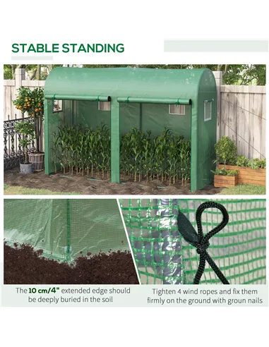 Outsunny Walk-in Greenhouse, Tomato Greenhouse with Double Doors & 4 Windows, Garden Plant Growth Green House with PE Cover, Ste