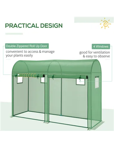Outsunny Walk-in Greenhouse, Tomato Greenhouse with Double Doors & 4 Windows, Garden Plant Growth Green House with PE Cover, Ste