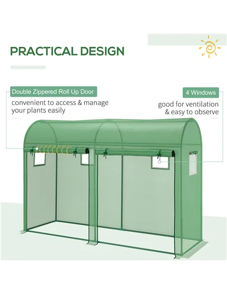 Outsunny Walk-in Greenhouse, Tomato Greenhouse with Double Doors & 4 Windows, Garden Plant Growth Green House with PE Cover, Ste