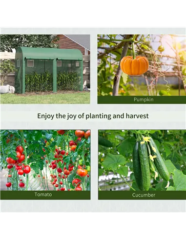 Outsunny Walk-in Greenhouse, Tomato Greenhouse with Double Doors & 4 Windows, Garden Plant Growth Green House with PE Cover, Ste