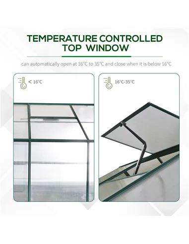 Outsunny 6x8 FT Polycarbonate Greenhouse with Base and Raised Bed, Walk-in Greenhouse with Aluminium Frame, Temperature Controll