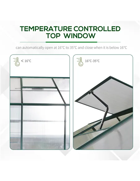 Outsunny 6x8 FT Polycarbonate Greenhouse with Base and Raised Bed, Walk-in Greenhouse with Aluminium Frame, Temperature Controll