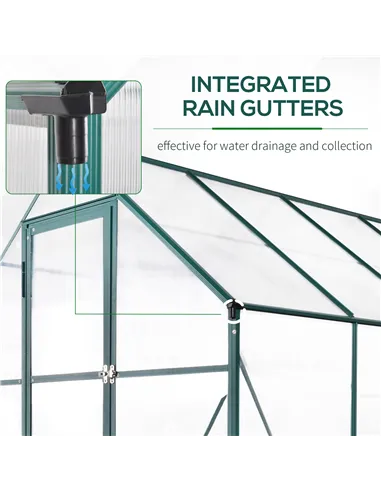Outsunny 6x8 FT Polycarbonate Greenhouse with Base and Raised Bed, Walk-in Greenhouse with Aluminium Frame, Temperature Controll