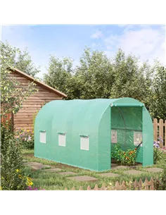 Outsunny 4 x 2 x 2 m Polytunnel Greenhouse with Roll-up Door and 6 Mesh Windows, Walk-in Garden Tunnel Warm House Tent with UV-r 2
