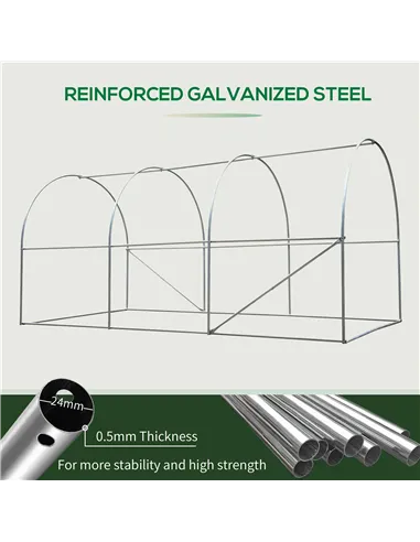 Outsunny 4 x 2 x 2 m Polytunnel Greenhouse with Roll-up Door and 6 Mesh Windows, Walk-in Garden Tunnel Warm House Tent with UV-r