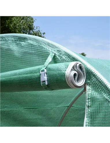 Outsunny 4 x 2 x 2 m Polytunnel Greenhouse with Roll-up Door and 6 Mesh Windows, Walk-in Garden Tunnel Warm House Tent with UV-r