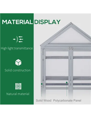 Outsunny Garden Cold Frame Polycarbonate Greenhouse with Adjustable Shelves, Double Doors, Openable Top Covers, Grow House for F