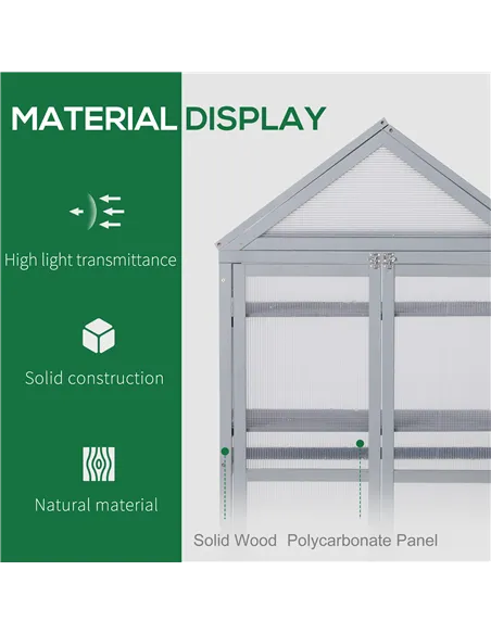 Outsunny Garden Cold Frame Polycarbonate Greenhouse with Adjustable Shelves, Double Doors, Openable Top Covers, Grow House for F