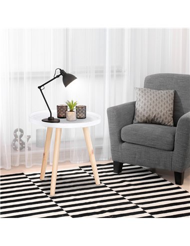 HOMCOM Coffee Table, Carved Floral Round Table with Tray-style Top and Wood Legs, Modern Side Table for Living Room, Set of 2, W