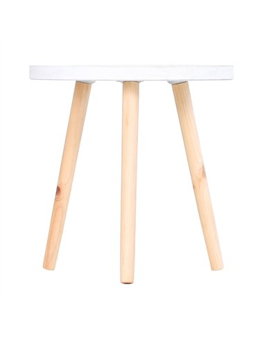 HOMCOM Coffee Table, Carved Floral Round Table with Tray-style Top and Wood Legs, Modern Side Table for Living Room, Set of 2, W