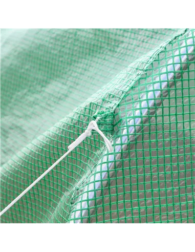 Outsunny 3.5 x 2m Walk-In Polytunnel Greenhouse, with Steel Frame, PE Cover, Roll-Up Door and 6 Windows, Green