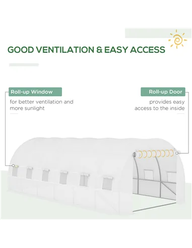 Outsunny Greenhouse Replacement Cover ONLY Winter Garden Plant PE Cover with Roll-up Windows Door, 6 x 3 x 2m White