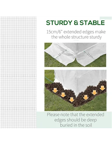 Outsunny Greenhouse Replacement Cover ONLY Winter Garden Plant PE Cover with Roll-up Windows Door, 6 x 3 x 2m White