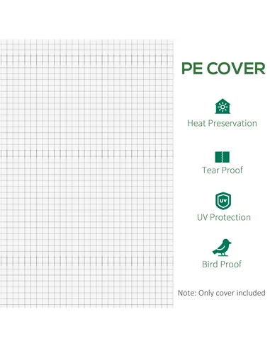 Outsunny Greenhouse Replacement Cover ONLY Winter Garden Plant PE Cover with Roll-up Windows Door, 6 x 3 x 2m White