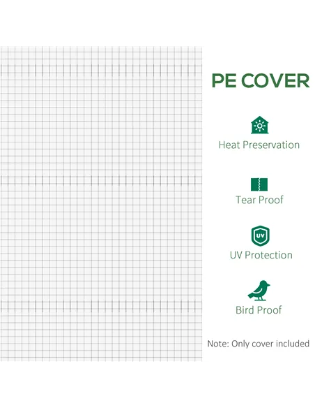 Outsunny Greenhouse Replacement Cover ONLY Winter Garden Plant PE Cover with Roll-up Windows Door, 6 x 3 x 2m White