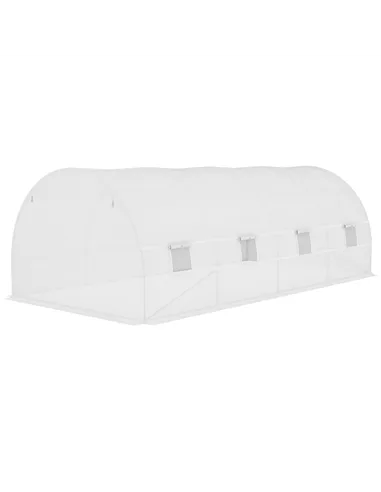 Outsunny Greenhouse Replacement Cover ONLY Winter Garden Plant PE Cover with Roll-up Windows Door, 6 x 3 x 2m White
