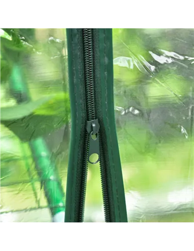 Outsunny Walk in Greenhouse with 3-Tier 8 Shelves, Green House with Hemmed Cover, Roll-up Zipped Door, Steel Frame, 143 x 143 x 