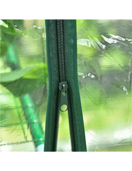 Outsunny Walk in Greenhouse with 3-Tier 8 Shelves, Green House with Hemmed Cover, Roll-up Zipped Door, Steel Frame, 143 x 143 x 