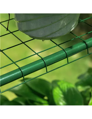 Outsunny Walk in Greenhouse with 3-Tier 8 Shelves, Green House with Hemmed Cover, Roll-up Zipped Door, Steel Frame, 143 x 143 x 