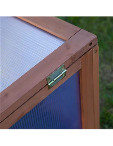 Outsunny Wooden Cold Frame, Small Polycarbonate Greenhouse for Plants with Openable & Tilted Top Cover, Brown, 100 x 65 x 40cm