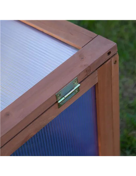 Outsunny Wooden Cold Frame, Small Polycarbonate Greenhouse for Plants with Openable & Tilted Top Cover, Brown, 100 x 65 x 40cm