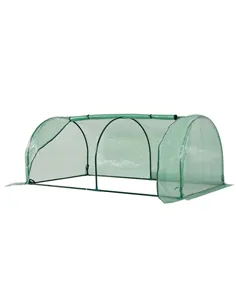 Outsunny Tunnel Greenhouse Green Grow House for Garden Outdoor, Steel Frame, PE Cover, Green, 200 x 100 x 80cm