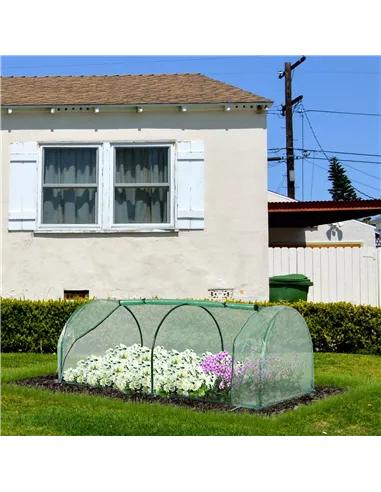 Outsunny Tunnel Greenhouse Green Grow House for Garden Outdoor, Steel Frame, PE Cover, Green, 200 x 100 x 80cm