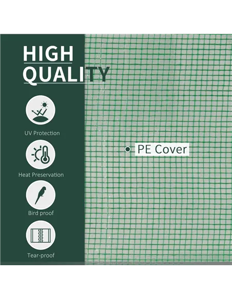 Outsunny Tunnel Greenhouse Green Grow House for Garden Outdoor, Steel Frame, PE Cover, Green, 200 x 100 x 80cm