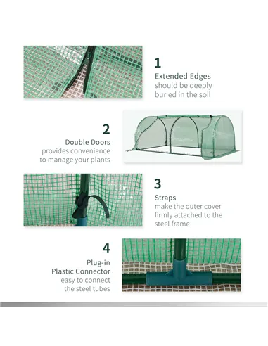 Outsunny Tunnel Greenhouse Green Grow House for Garden Outdoor, Steel Frame, PE Cover, Green, 200 x 100 x 80cm